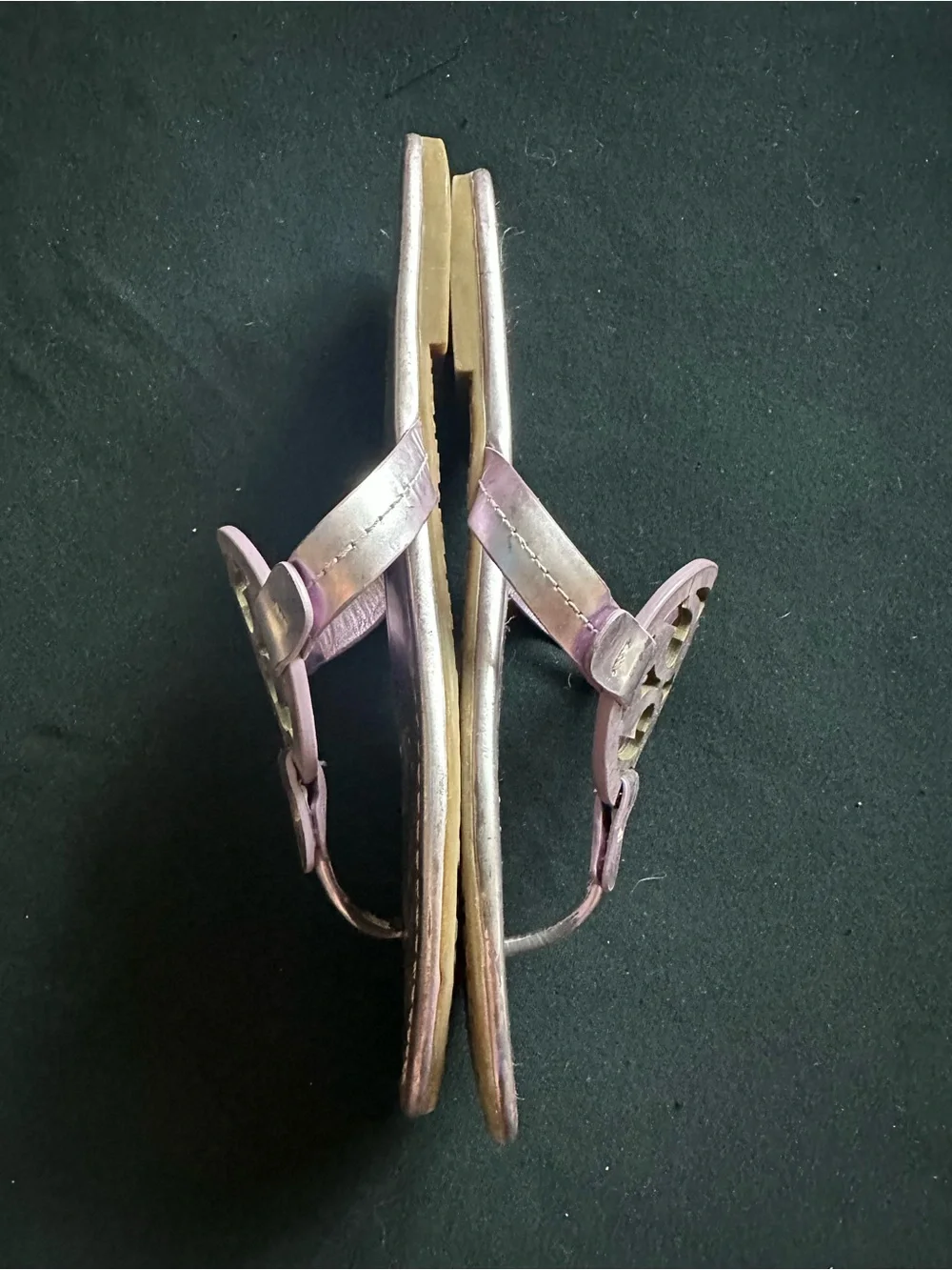 Tory Burch metallic Purple Miller Logo Thong Sandals eggplant patent leathe
